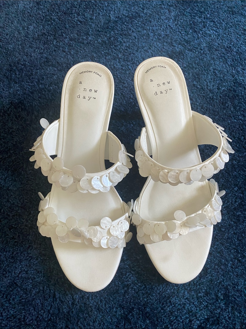 a new day White Sequin Slide Mules